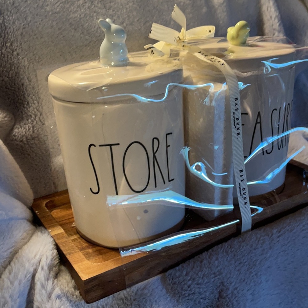 Rae Dunn Set of 2 Canisters “Treasures”&”Store” - Picture 2 of 7